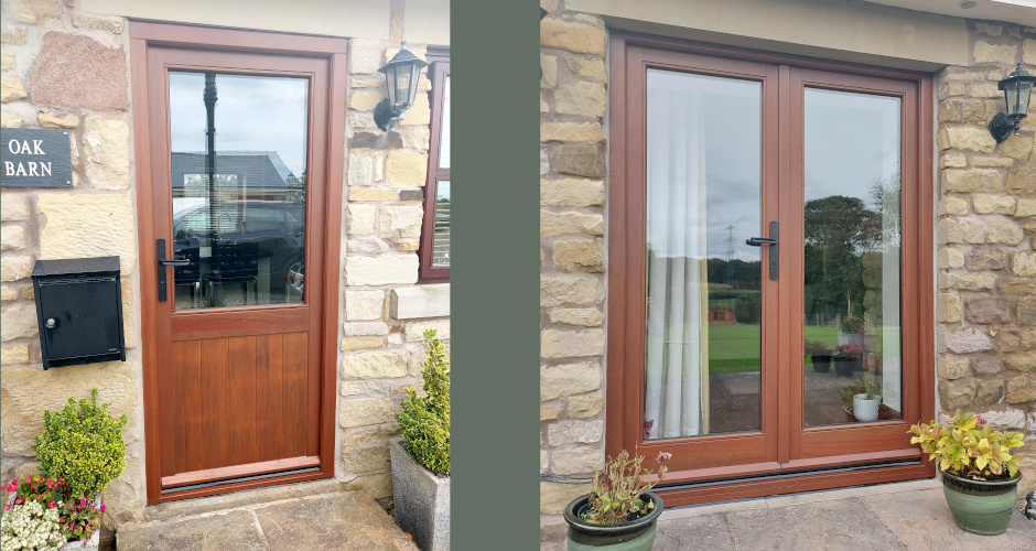 Sapele hardwood front door and french door